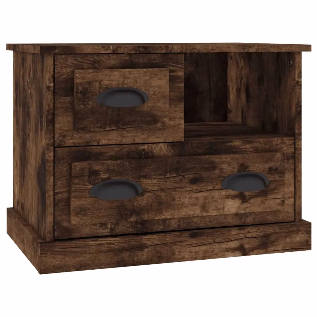 Berkfield Home Smoked Oak Bedside Cabinet in Brown, W: 60 cm, D: 39 cm, H: 45 cm – 2
