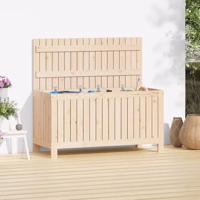 Berkfield Home Rustic Brown Solid Pine Garden Storage Box W/D/H: 115 x 49 x 60 cm
