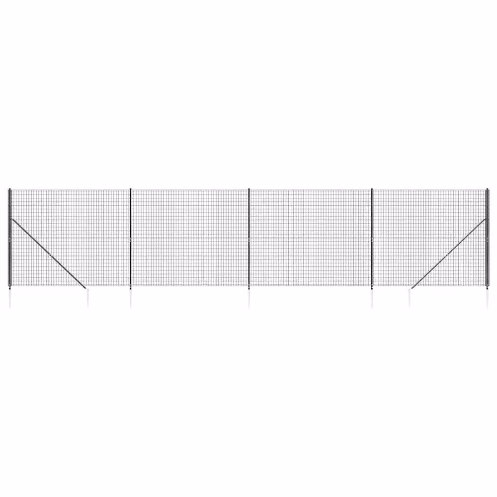 Berkfield Home PVC-Coated Steel Wire Mesh Fence with Spike Anchors, Anthracite and Black, H: 140 cm, W: 10 m – 2