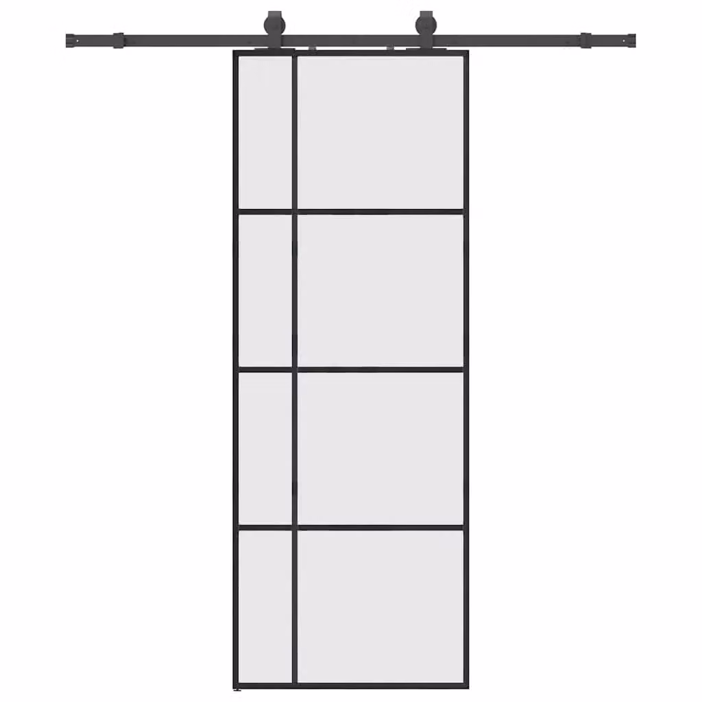 Berkfield Home Modern Sliding Glass Door with Hardware Set, Black, W: 76 cm, H: 205 cm – 2