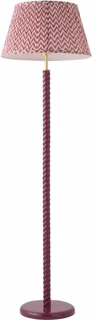 Amara Pink Twist Floor Lamp with Chevron Pleat Fabric Shade in Pink and White