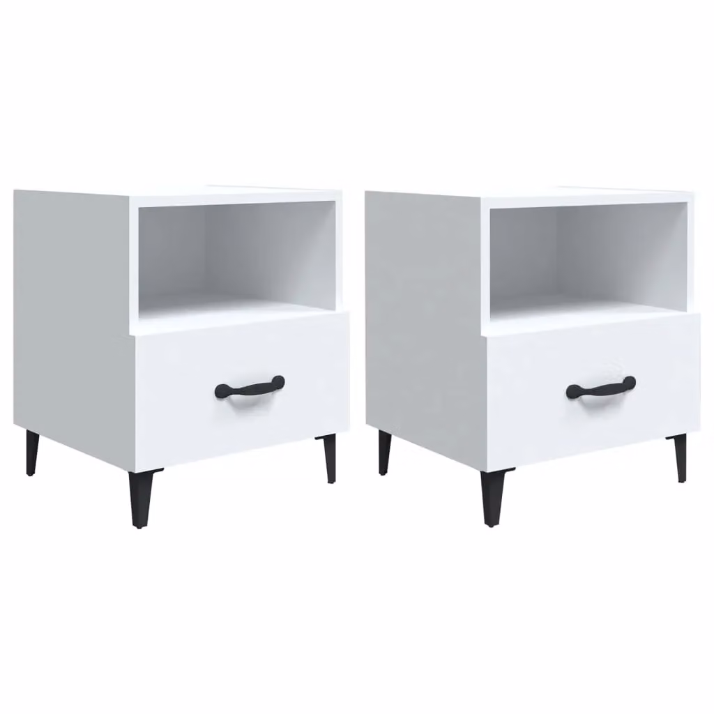 Berkfield Home Set of 2 White Matt MDF Bedside Cabinets – 2