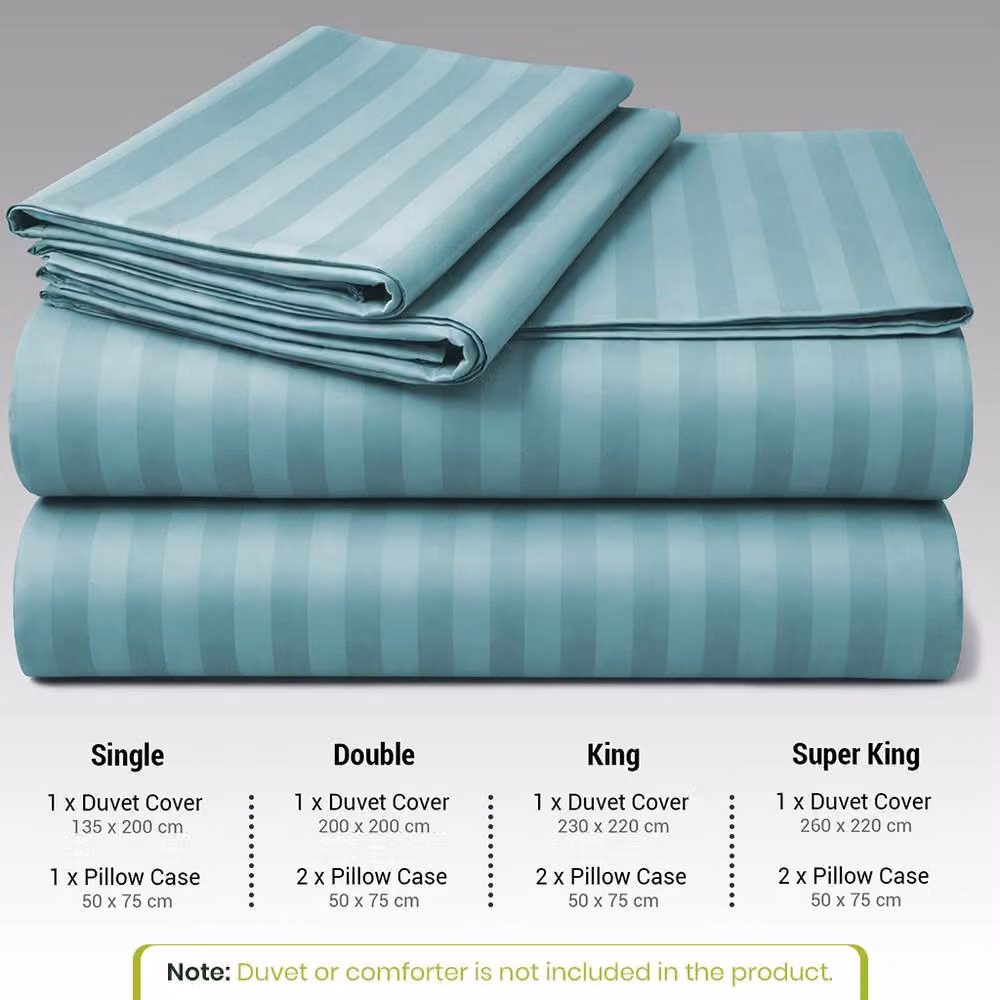 Grace Premium Embossed Stripes Duvet Cover Set 2 Pack, Green, W: 200 cm x H: 200 cm – 3