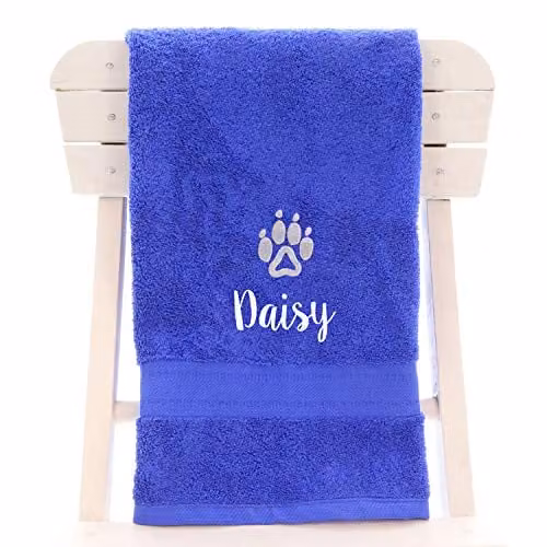 Duncan Stewart Personalised Dog Towel in Blue, 70 x 70 x 70 cm