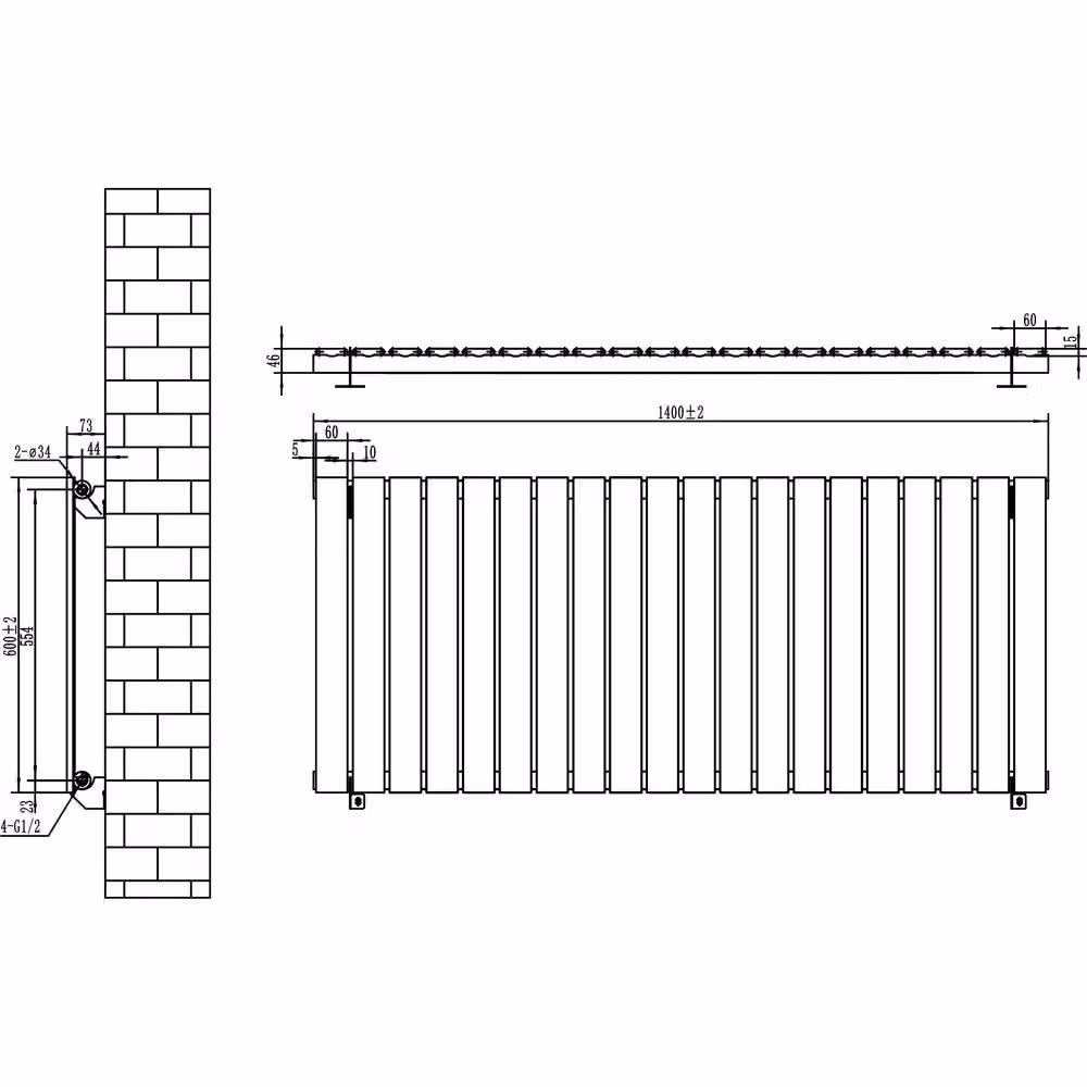 Monstershop Flat Single Column Radiator in Anthracite Grey, H: 140 cm, W: 60 cm – 5