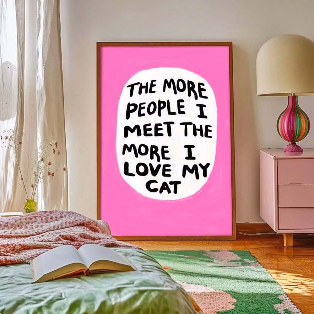 The Paper Tail I Love My Cat Funny Quote Multicolour Typography Paper Poster, Size: A3 – 2