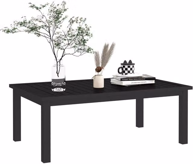 OUTSUNNY Aluminium Outdoor Coffee Table with Slat Top in Matt Black