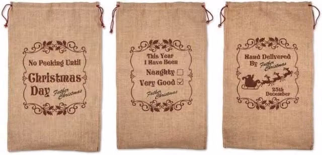 KDMD Brown Hessian Santa Sack with Assorted Letter Designs – 1