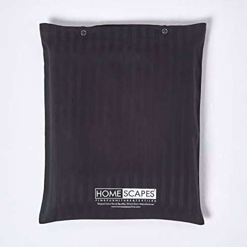 Homescapes Black Egyptian Cotton Mako Satin Stripe Fitted Sheet, Double, 330 Thread Count – 4