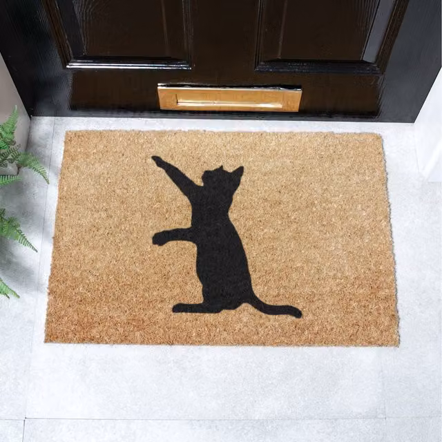 Artsy Mats Cat On Two Legs Brown Coir and Natural Rubber Non-Slip Weatherproof Doormat