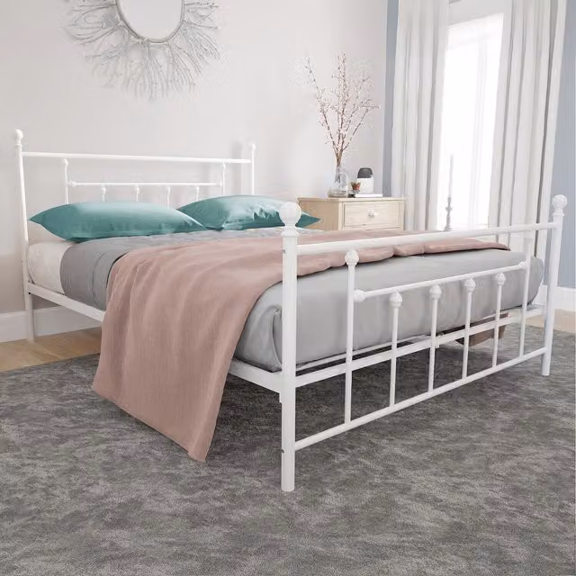 Dorel Home Manila Metal Bed in Bronze and White, W/D/H: 140 x 200 cm