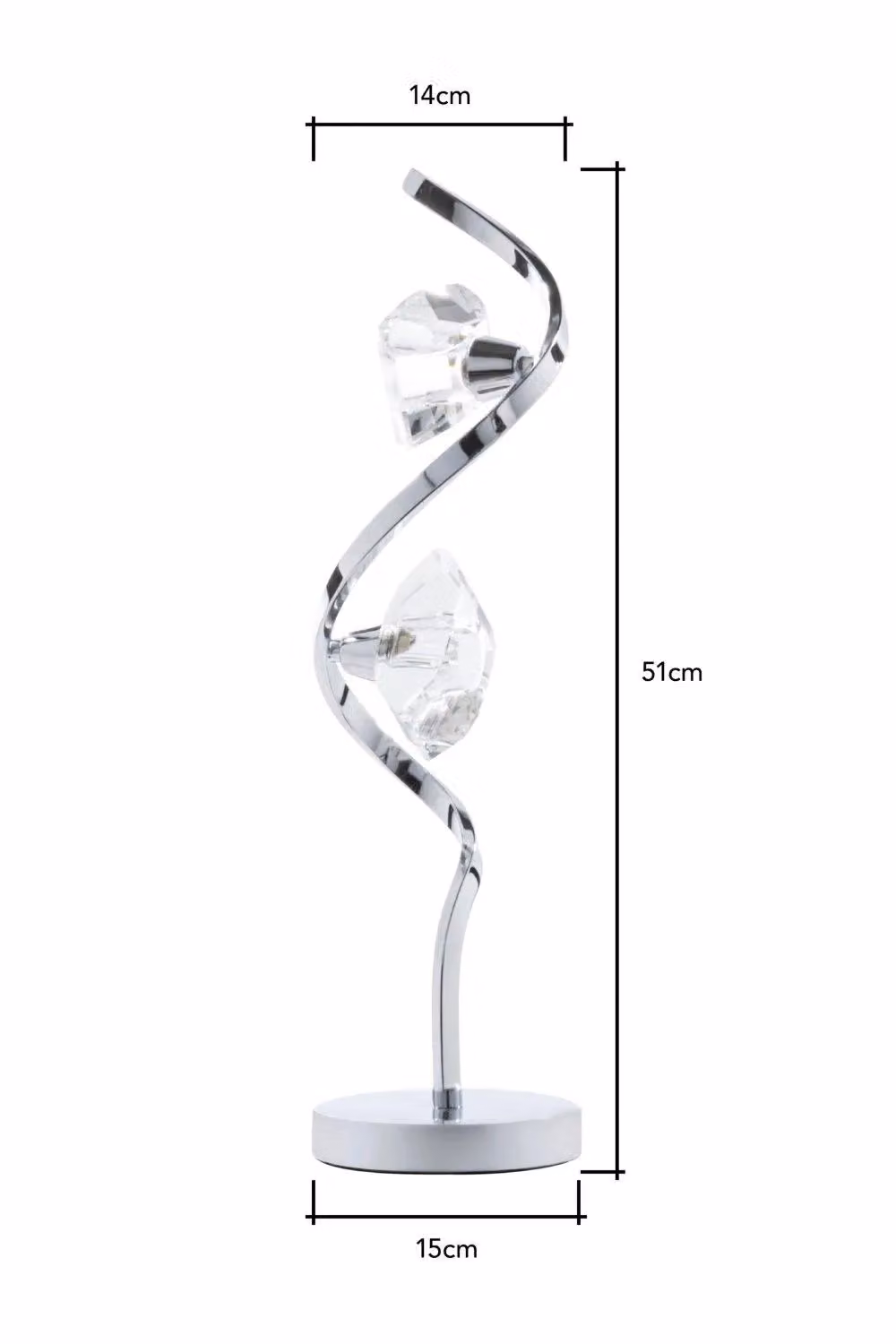 BHS Lighting Bella Modern Crystal Table Lamp in Silver and Chrome – 2