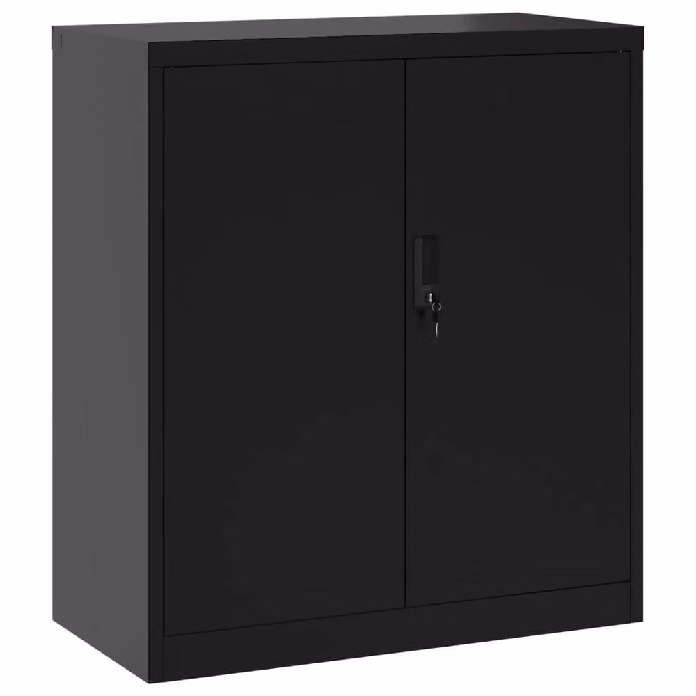 Berkfield Home Black Steel File Cabinet with Hinged Doors and Adjustable Shelves, W/D/H: 79 x 40 x 90 cm – 2