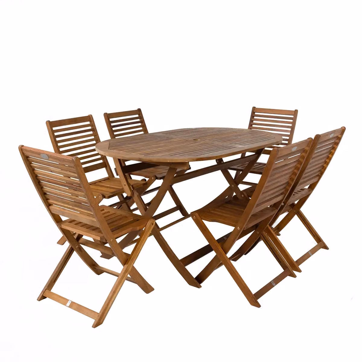 Charles Bentley 7 Piece FSC Acacia Wood Garden Dining Set with Oval Table and 6 Chairs in Natural Brown, W/D/H: 150 x 85 x 87.5 cm – 1