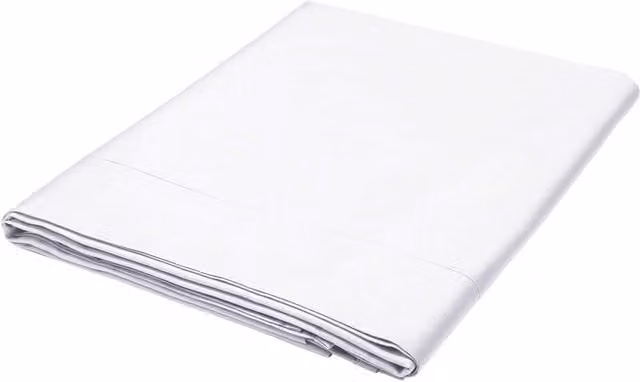 1951 Luxury 600 Thread Count Egyptian Cotton Mako Satin Flat Sheet, White, W: 180 cm, L: 200 cm