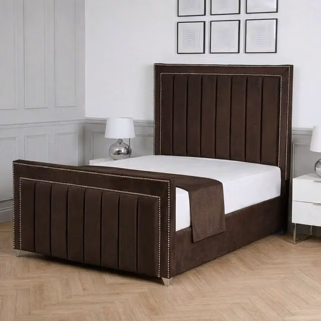 Living Comfort Bedz Royale Upholstered Gas Lift Storage Bed in Brown, Super King Size – 1