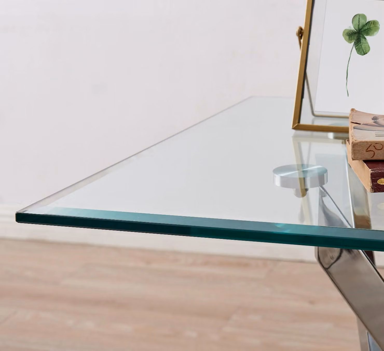 FurnitureboxUK Leonardo Square Glass Side Table with Metal X-Frame Legs in Silver – 2