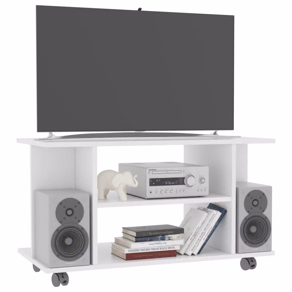 Berkfield Home TV Cabinet with Castors in White, W/D/H: 80 x 40 x 40 cm – 3