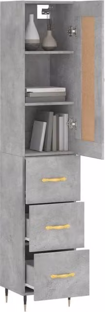 Berkfield Home Modern Highboard in Concrete Grey with Hinged Doors and Internal Shelves, W/D/H: 34.5 x 34 x 180 cm – 1