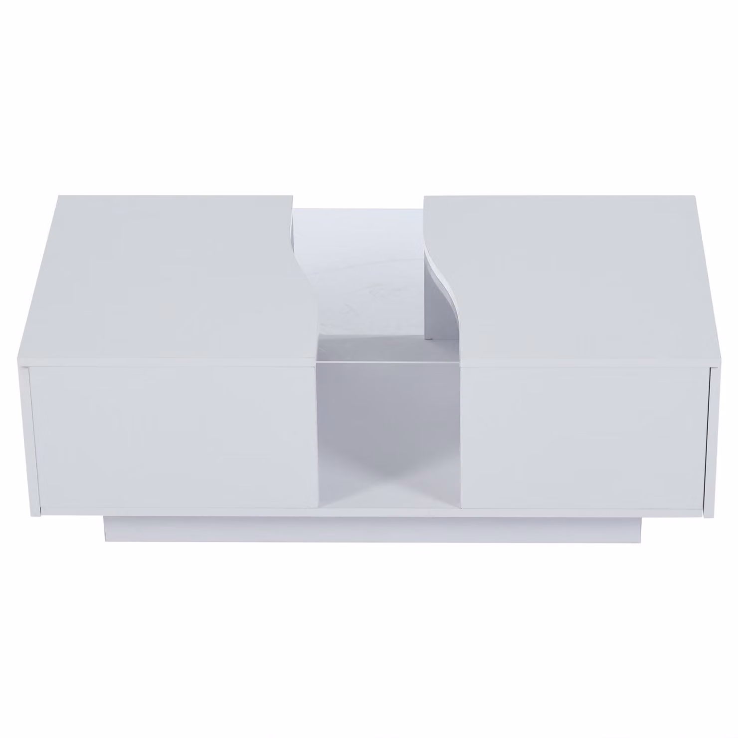 Aosom UK Modern White High Gloss Coffee Table with 2 Storage Drawers and Customisable LED Lights, W: 100 cm, D: 50 cm, H: 35 cm – 2