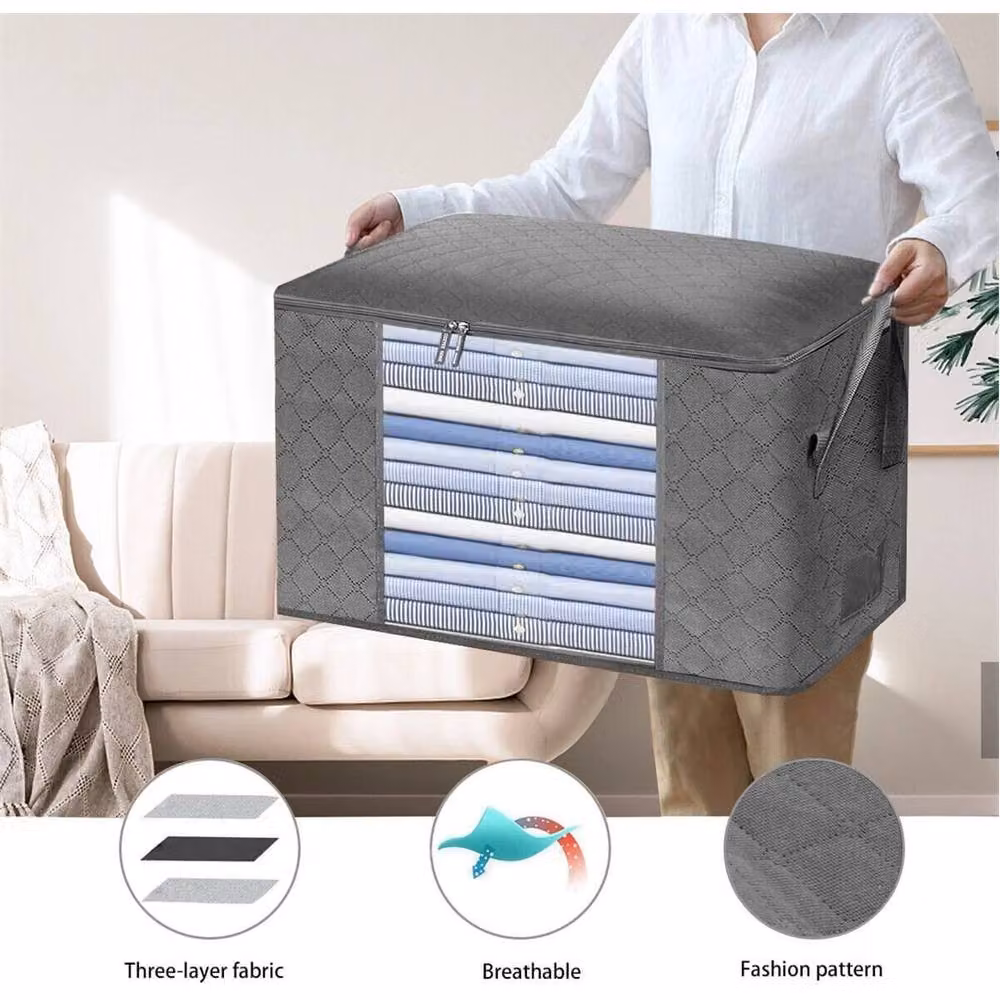 Nordara 4-Piece Underbed Clothes Storage Bags with Handles in Grey – 3