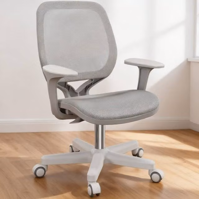 ERGOVEXA Grey Mesh Back Task Chair with Armrests and Castors – 1