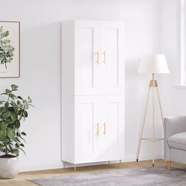 Berkfield Home White Modern Highboard W/D/H: 69.5 x 34 x 180 cm