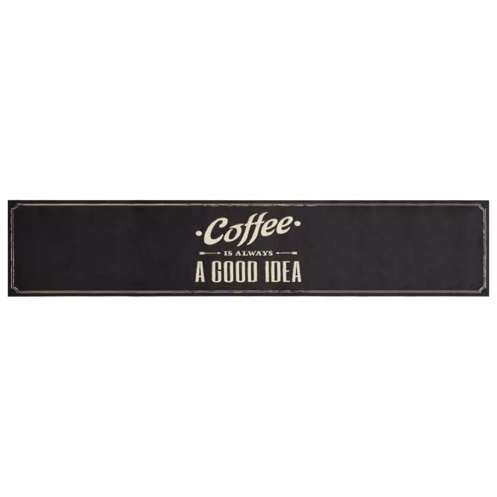 Berkfield Home Washable Coffee Text Kitchen Rug in Black Velvet, W: 60 cm, L: 300 cm – 2