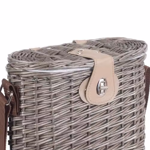Red Hamper Willow Insulated 2 Bottle Carrier in Red and Brown – 3