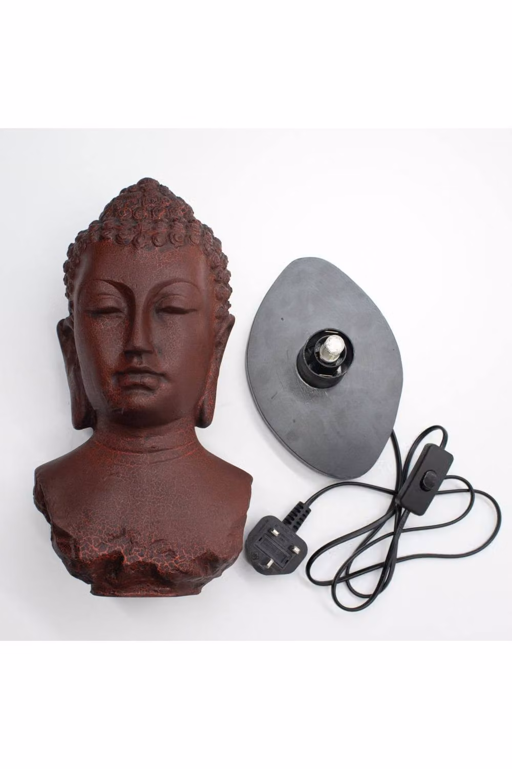 KDMD Buddha Bust Molten Lava Lamp with Oval Stand in Brown and Red Glow – 3