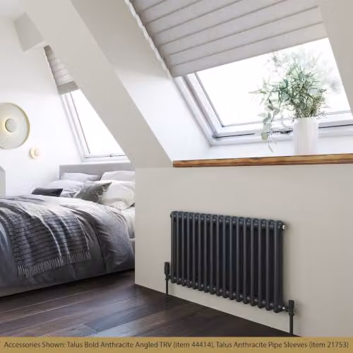 UK Radiators Alpha Anthracite 2 Column Traditional Cast-Iron Style Steel Radiator, H 50.0 cm x W 76.8 cm – 3