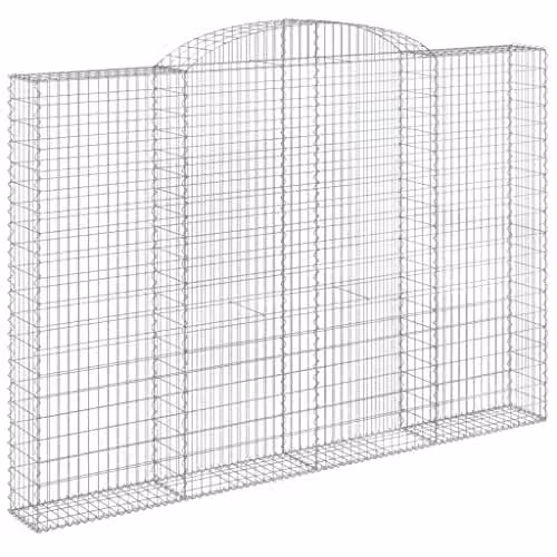 vidaXL Arched Gabion Basket in Silver Galvanised Steel, W: 300 cm, D: 30 cm, H: 200-220 cm