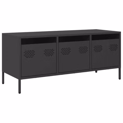 vidaXL Industrial Style TV Cabinet in Black Matt Metal, W/D/H: 101.5 x 39.0 x 43.5 cm – 1