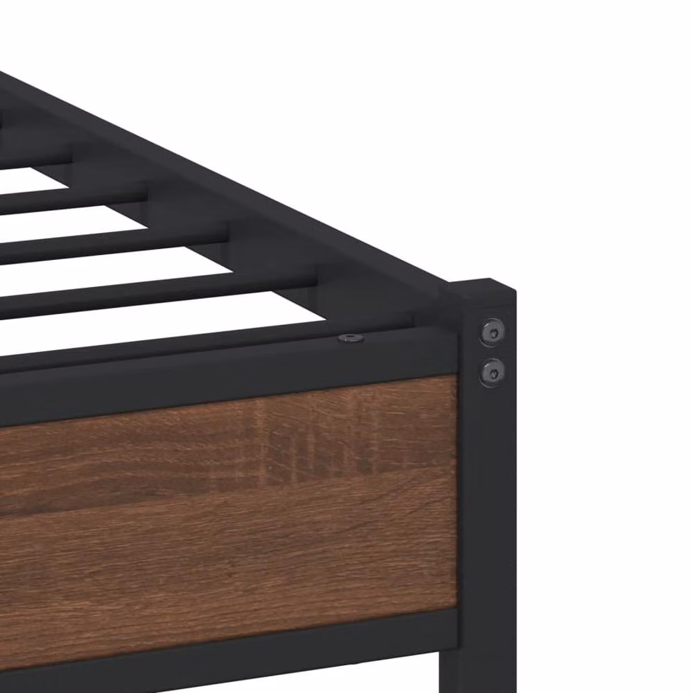 Berkfield Home Metal and Wood Bed Frame in Brown Oak, Small Double, W/D/H: 120 x 190 cm – 5