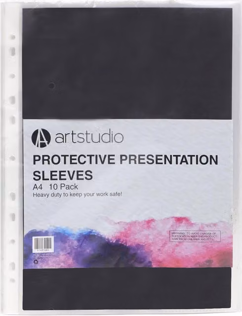 Art Studio Premium A4 Presentation Sleeves in Black (Pack of 10)