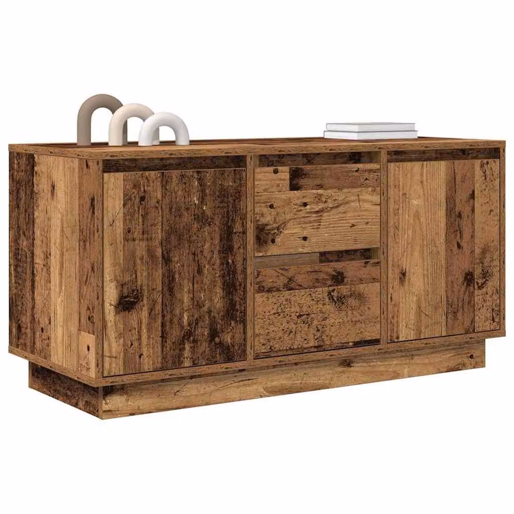 Berkfield Home TV Cabinet with LED Lights in Old Wood Brown, W/D/H: 100 x 41 x 50 cm – 5