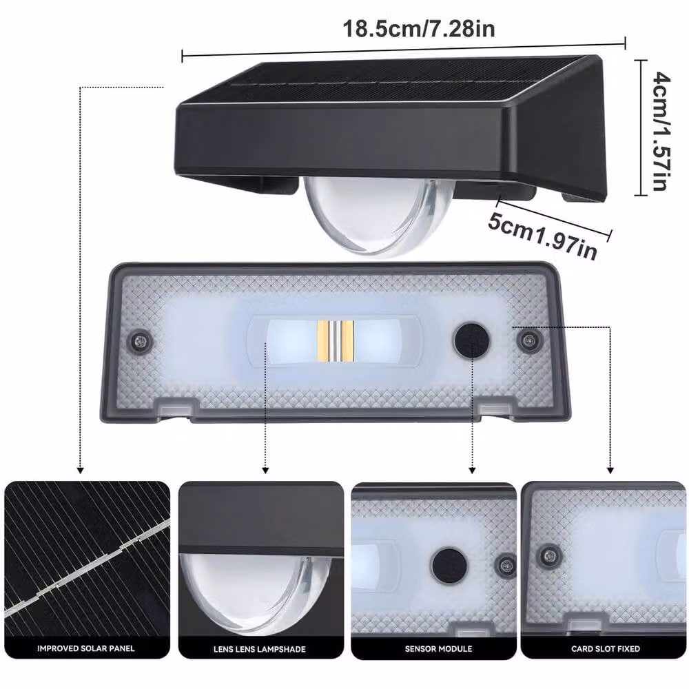 Kelvenix Set of 4 Solar Powered LED Garden Wall Lights in Black – 2