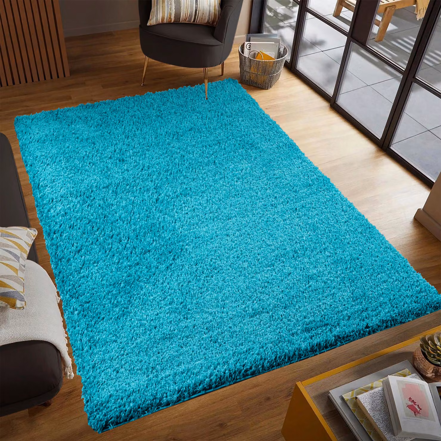 Smart Living Teal Shaggy Area Rug with 5cm Pile, W/D: 60 x 110 cm – 2