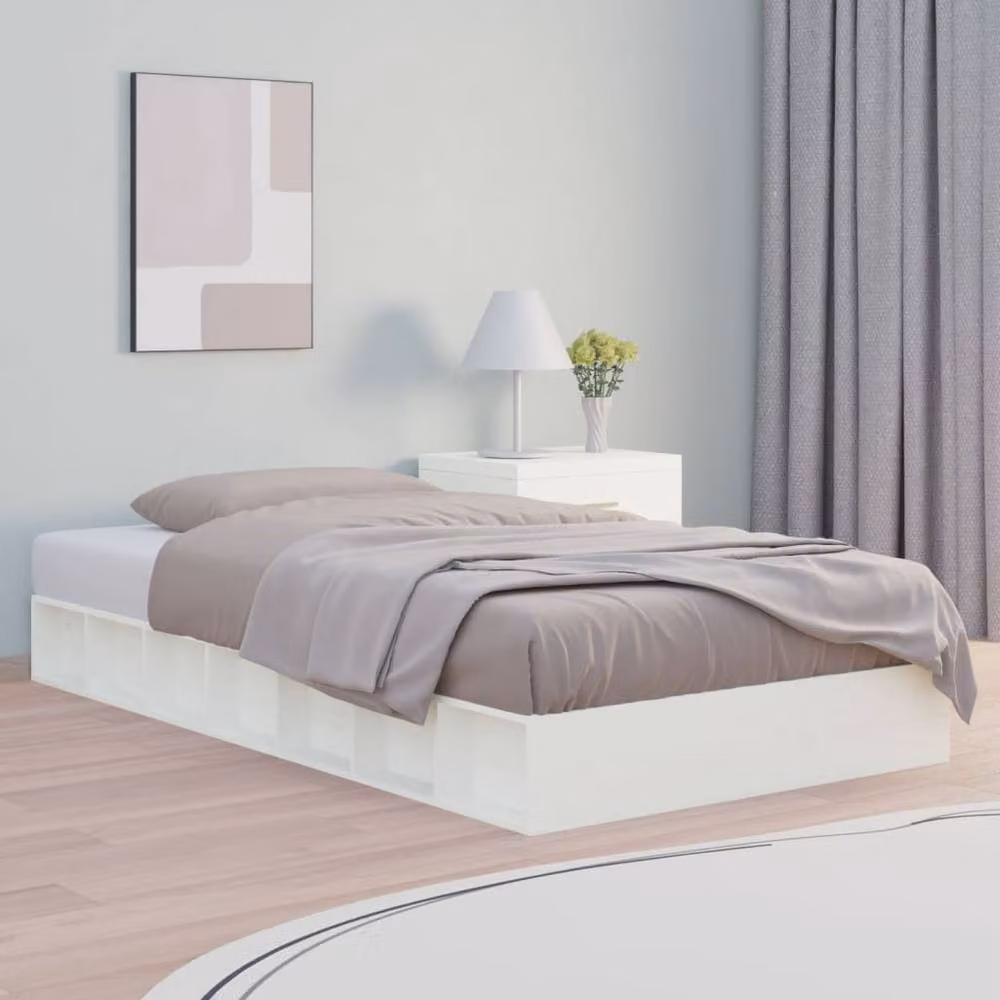 Berkfield Home Single Solid Wood Pine Bed Frame, White, W/D/H: 90 x 190 cm – 2