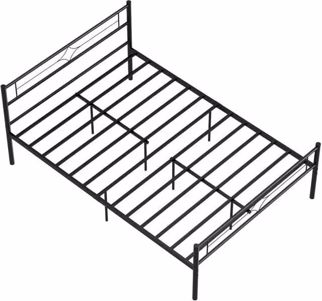 FLAVORA Metal Small Double Bed Frame, Black, W/D/H: 140 x 190 x 135 cm – 1