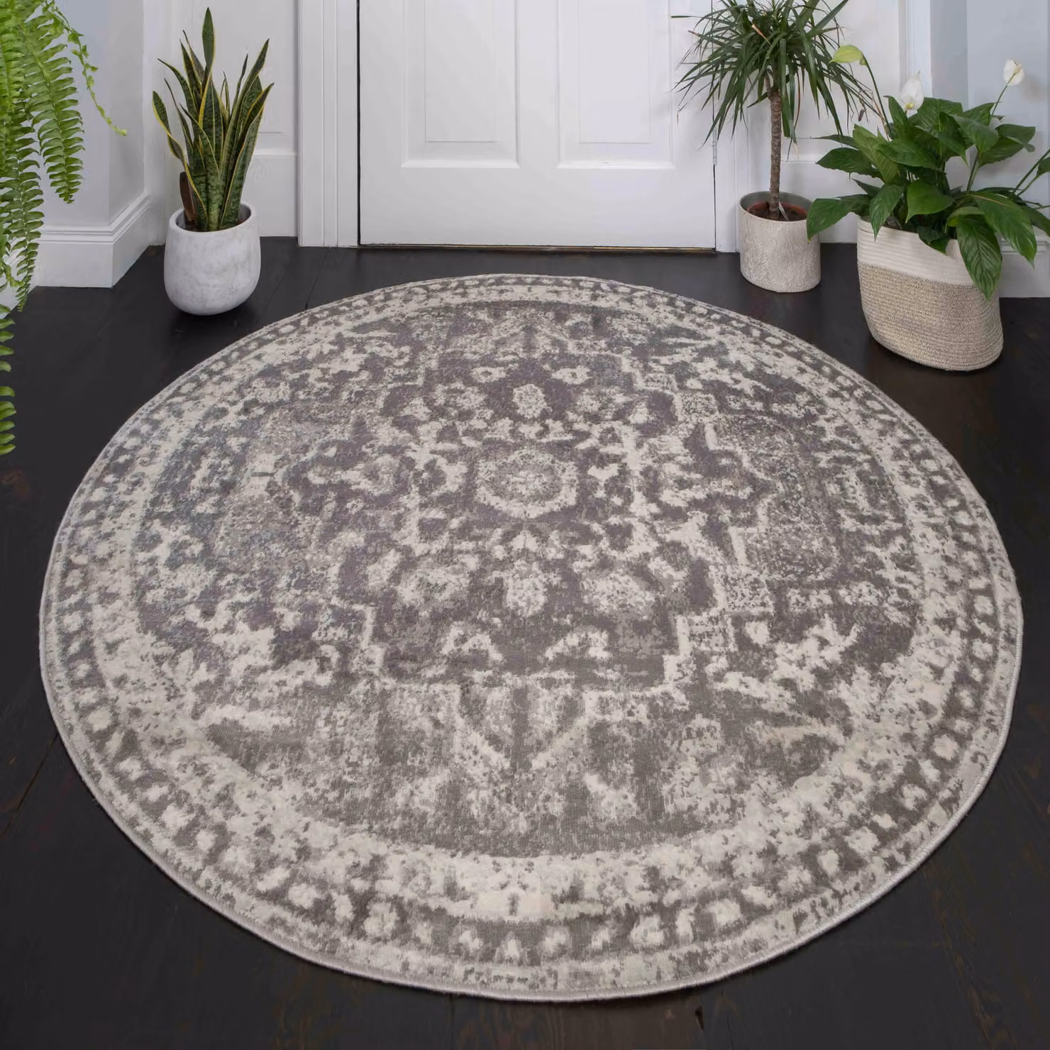 Kukoon Grey Traditional Medallion Bordered Living Area Rug, W: 80 cm, L: 150 cm – 2