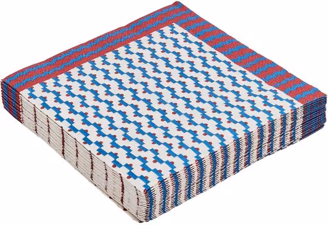 Land & Shore Anie Paper Napkins, Blue and Red, Set of 20