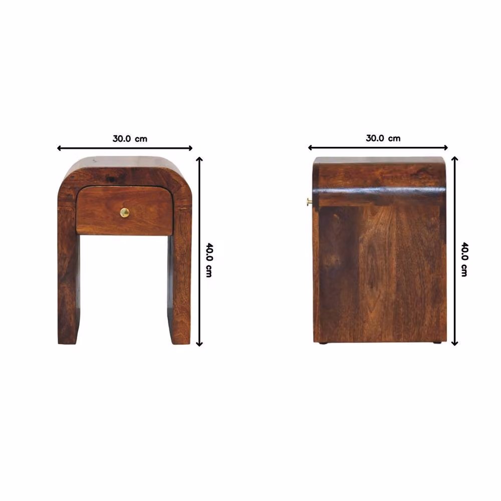 Direct Wicker Mini Darcy Solid Wood Nightstand with 1 Drawer in Dark Brown, W/D/H: 30 x 30 x 40 cm – 2