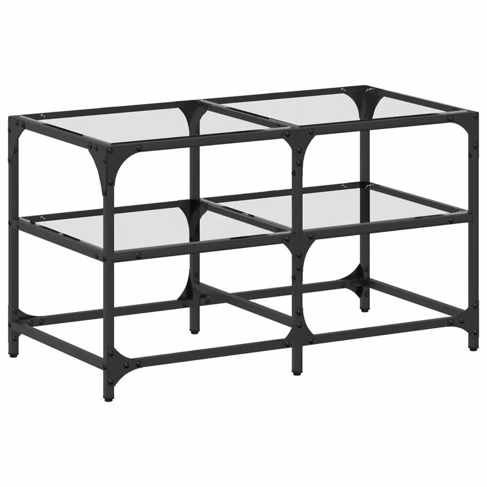 Berkfield Home Decorative Rectangular Coffee Table with Transparent Glass Top and Steel Frame, W/D/H: 78.5 x 40 x 45 cm – 3