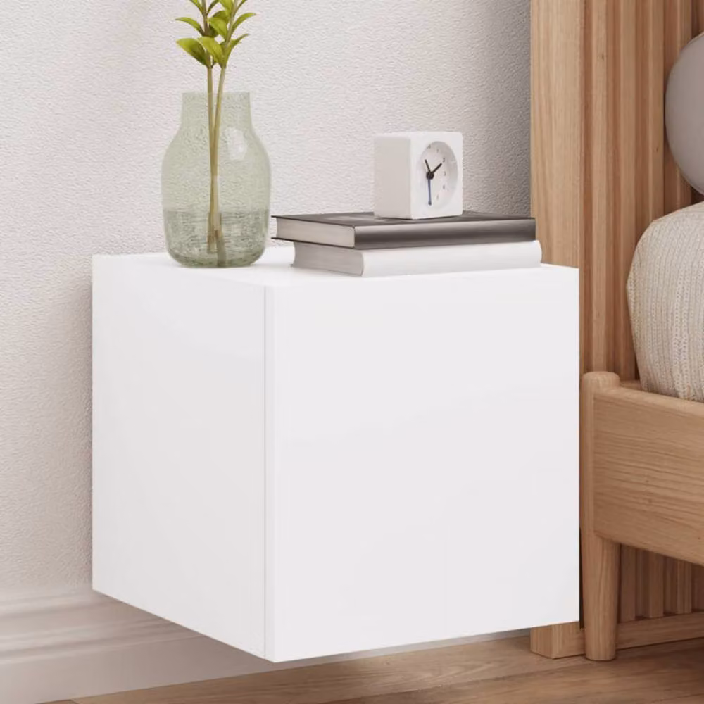 Berkfield Home Set of 2 White LED TV Wall Cabinets, W/D/H: 35 x 30.5 x 30 cm – 1