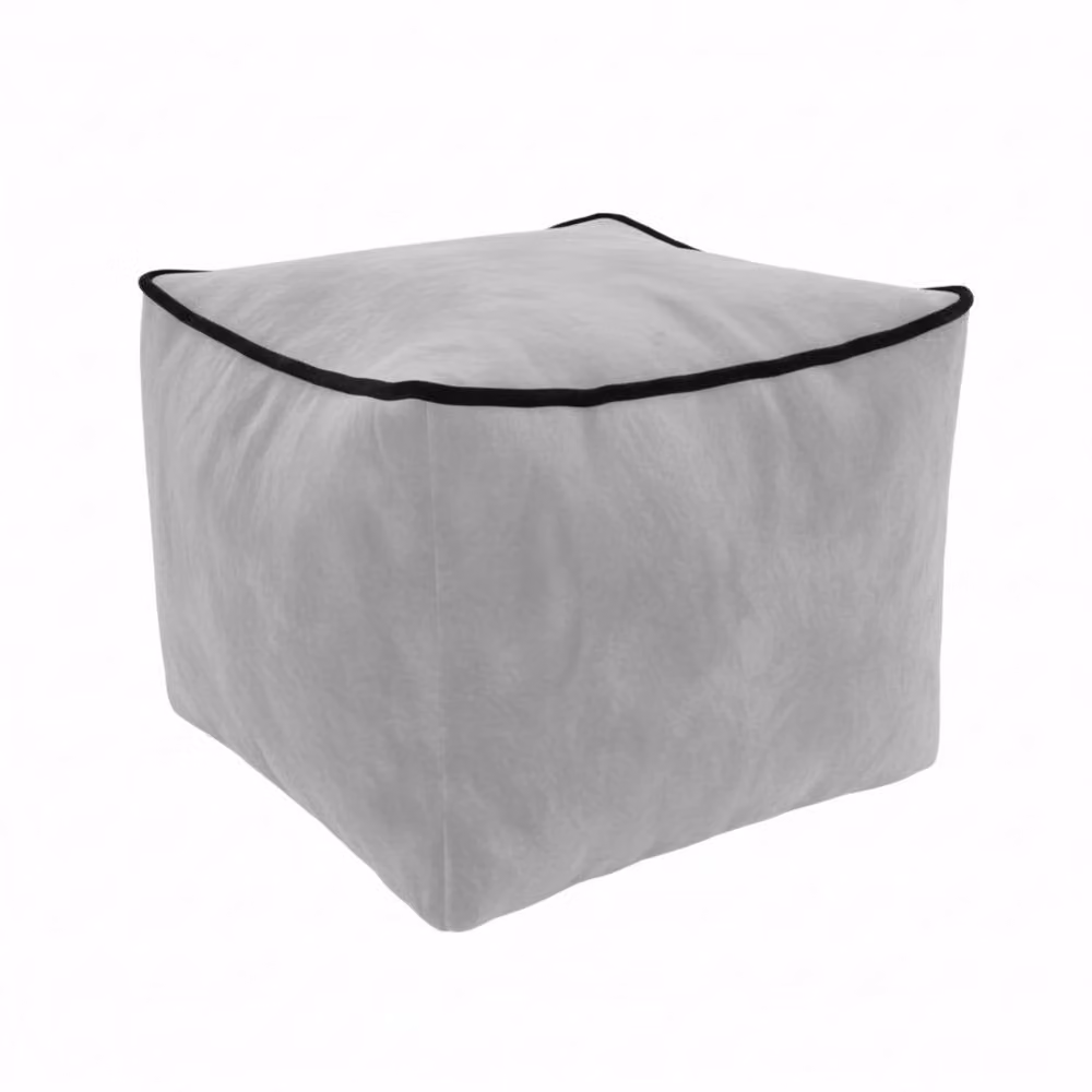 Snug City Luxury Velvet Cube Bean Bag Ottoman Stool in Silver, W/D/H: 40 x 40 x 40 cm – 2