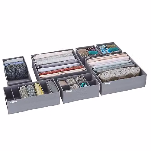DS Living Foldable Drawer Organiser Set of 7, Grey – 1