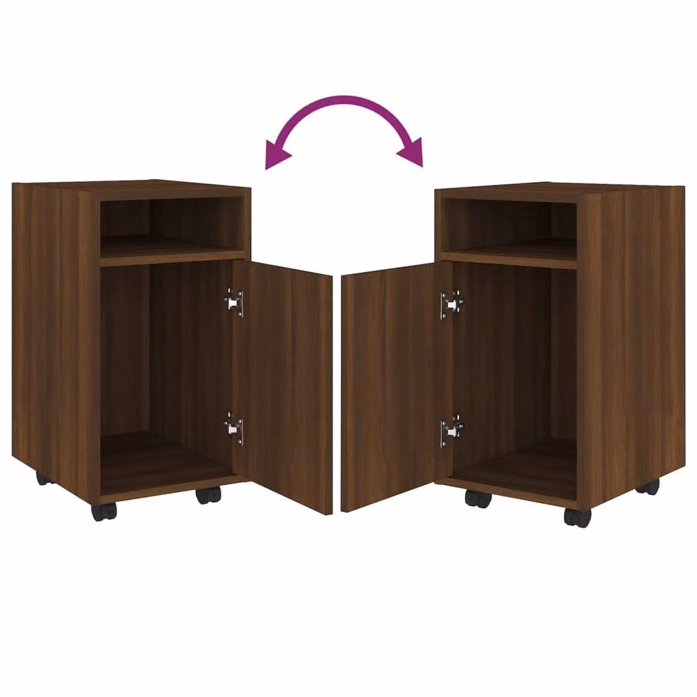 Berkfield Home Side Cabinet with Wheels in Brown Oak, W/D/H: 33 x 38 x 60 cm – 4