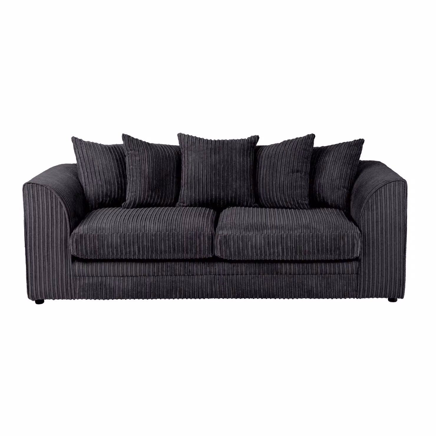 LUXURY LIFE Dylan Black Jumbo Cord Fabric Sofa Set with 3-Seater and 2-Seater Sofas – 2