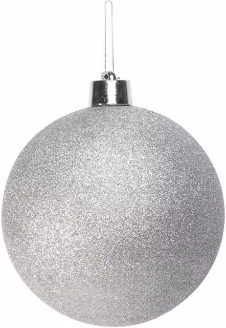 KDMD Silver Glitter Shatterproof Round Christmas Bauble, Diameter: 25 cm